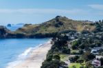 View Of Hahei Beach In New Zealand Stock Photo