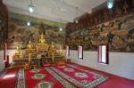 The Famous Beautiful Wall Murals In Wat Ubosatharam In Uthai Thani Stock Photo