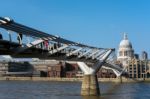 Millennium Bridge And St Pauls Cathedral Stock Photo