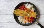 New Way Of Cooking Spaghetti With Vegetable Stock Photo