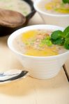 Hearty Middle Eastern Chickpea And Barley Soup Stock Photo