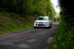 J. Laverty Driving Mitsubishi Evo Stock Photo