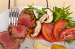 Beef Filet Mignon Grilled With Vegetables Stock Photo