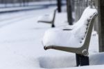 Snowy Bench Stock Photo