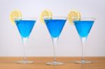 3 Blue Cocktails Stock Photo