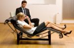 Psychiatrist Examining A Female Patient Stock Photo