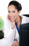 Image Of Beautiful Asian Doctor In Her Cabin Stock Photo