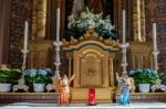 Interior View Of The Parish Church In Ortisei Stock Photo