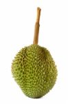 King Of Fruits, Durian Long Stalk, Isolated On White Background Stock Photo