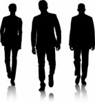 Silhouette Men walking Stock Photo