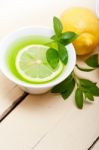 Mint Infusion Tea Tisane With Lemon Stock Photo