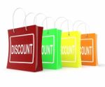 Discount Shopping Bags Means Cut Price Or Reduce Stock Photo