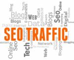 Seo Traffic Shows Search Engines And Internet Stock Photo