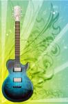 Guitar With Floral Design Stock Photo