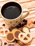 Coffee Break Cookies Shows Snack Caffeine And Refreshment Stock Photo