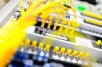 Fiber Optic With Servers In A Technology Data Center Stock Photo