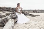 Bride At Snapper Rock Beach In New South Wales Stock Photo