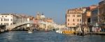 Motorboat Cruising Down The Grand Canal In Venice Stock Photo