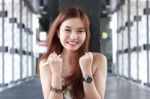 Portrait Of Thai Adult Beautiful Girl Relax And Smile Stock Photo