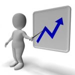 Profit Graph And 3d Character Shows Market Gains Stock Photo