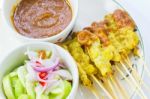 Grilled Pork Satay Thai Food Stock Photo