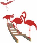 Flamingos On The Ladder Stock Photo