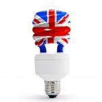 United Kingdom Flag On Energy Saving Lamp Stock Photo