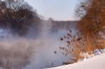 Sunny Winter Morning On A River Stock Photo