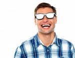 Laughing Man Wearing Sunglasses Stock Photo