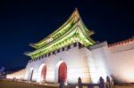 Gyeongbokgung Palace At Night In Seoul, South Korea Stock Photo