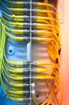 Fiber Optic With Servers In A Technology Data Center Stock Photo