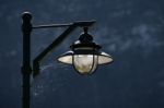 Spiders Web Attached To A Lamppost In Hallstatt Stock Photo