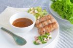 Vietnamese Meatball Wraps Stock Photo