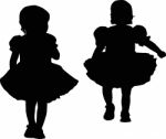 Silhouettes Of Kids Stock Photo