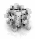 Cube Silver Geometry Abstract Background Design Stock Photo