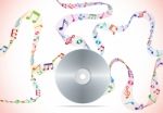 Music Notes Floating From Cd Stock Photo