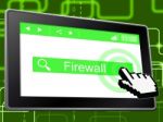 Online Firewall Represents World Wide Web And Defence Stock Photo