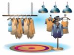 Cartoon  Illustration Interior Clothing Room With Separated Layers Stock Photo