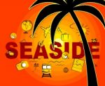 Seaside Icons Represents Beach Holidays And Vacationing Stock Photo