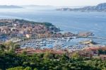 View Down To Palau In Sardinia Stock Photo