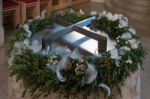 Font In The Maria Hilf Pilgrimage Church In Hallstatt Stock Photo