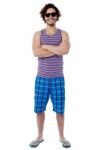 Smiling Confident Guy In Beach Wear Stock Photo