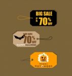 Happy Halloween. Sale Coupon, Voucher And Tag Stock Photo