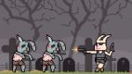 Pixel Art Rabbit Fight Zombie Stock Photo