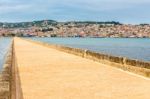 Greek City Port Argostoli With Road On Bridge Stock Photo