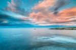 The Sunsets In The Sea Of The Coasts And Beaches Of Galicia And Asturias  Stock Photo