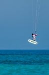 Learning To Kite Surf In Avidmou Cyprus Stock Photo