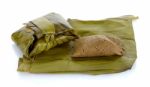 Steam Soybean With Banana Leaf Isolated On White ,northern Of Th Stock Photo