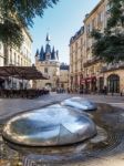 View Of Modern Sculpture Near Porte Cailhau (palace Gate) In Bor Stock Photo