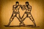 Free Hand sketchy Thai Boxing Stock Photo